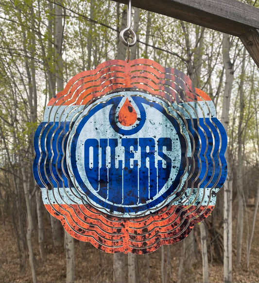 Rustic Oilers Wind Spinner 10"