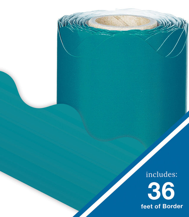 36' Teal Rolled Scalloped Bulletin Board Borders