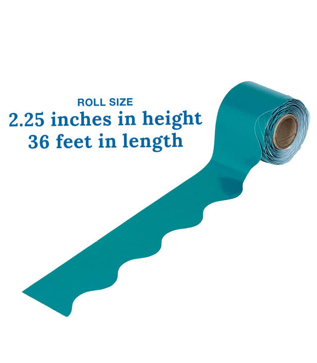 36' Teal Rolled Scalloped Bulletin Board Borders