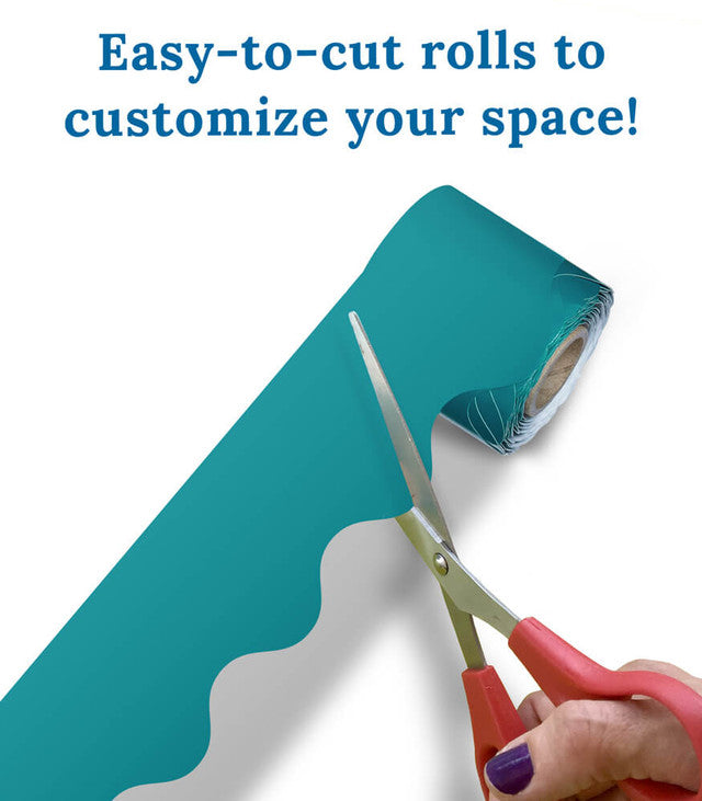 36' Teal Rolled Scalloped Bulletin Board Borders