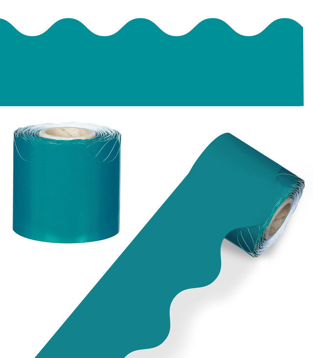 36' Teal Rolled Scalloped Bulletin Board Borders