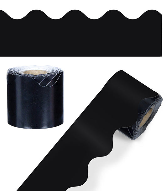 36' Black Rolled Scalloped Bulletin Board Borders