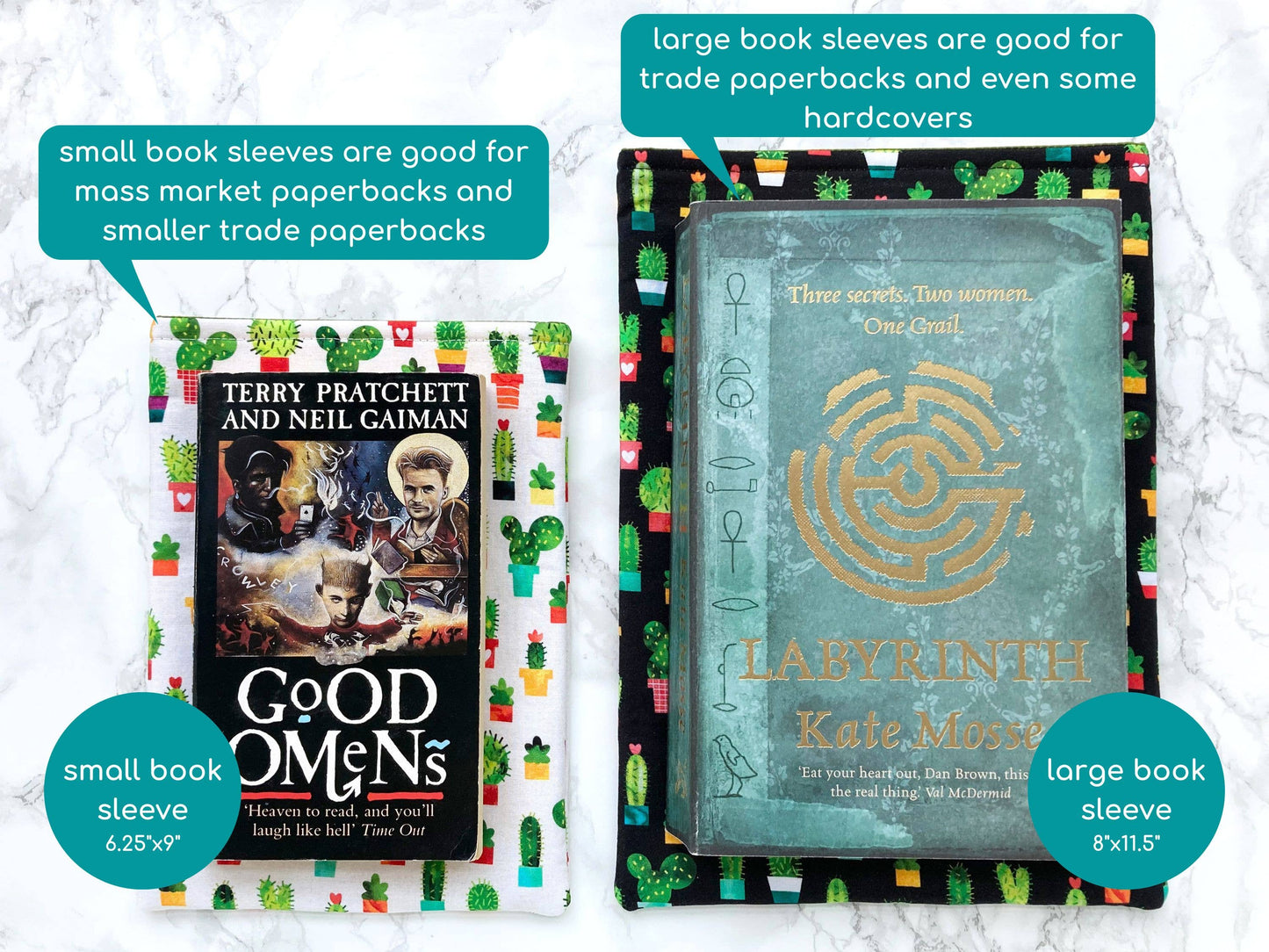 Bookish cottage - padded book sleeve, book pouch: Large