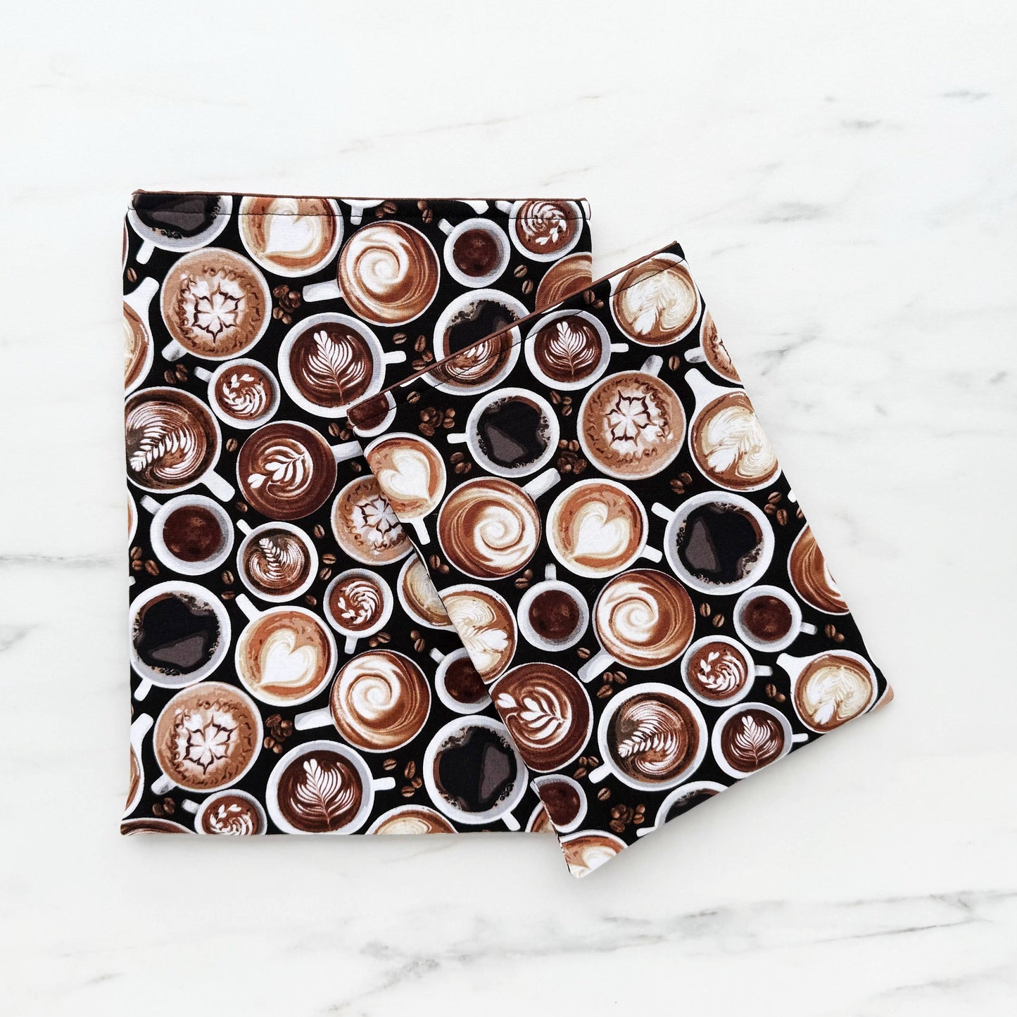 Latte art - padded book sleeve, book pouch: Large