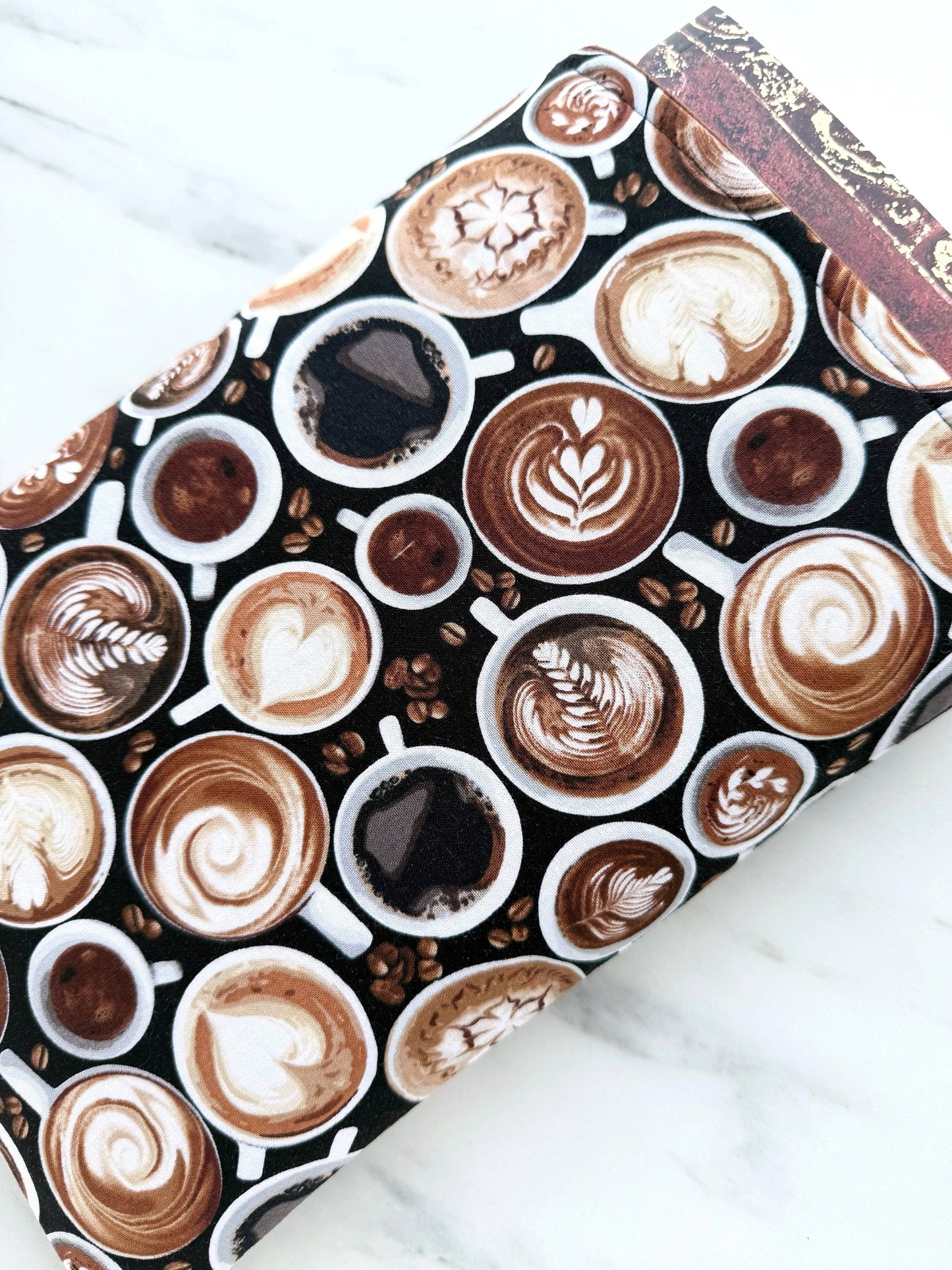 Latte art - padded book sleeve, book pouch: Large