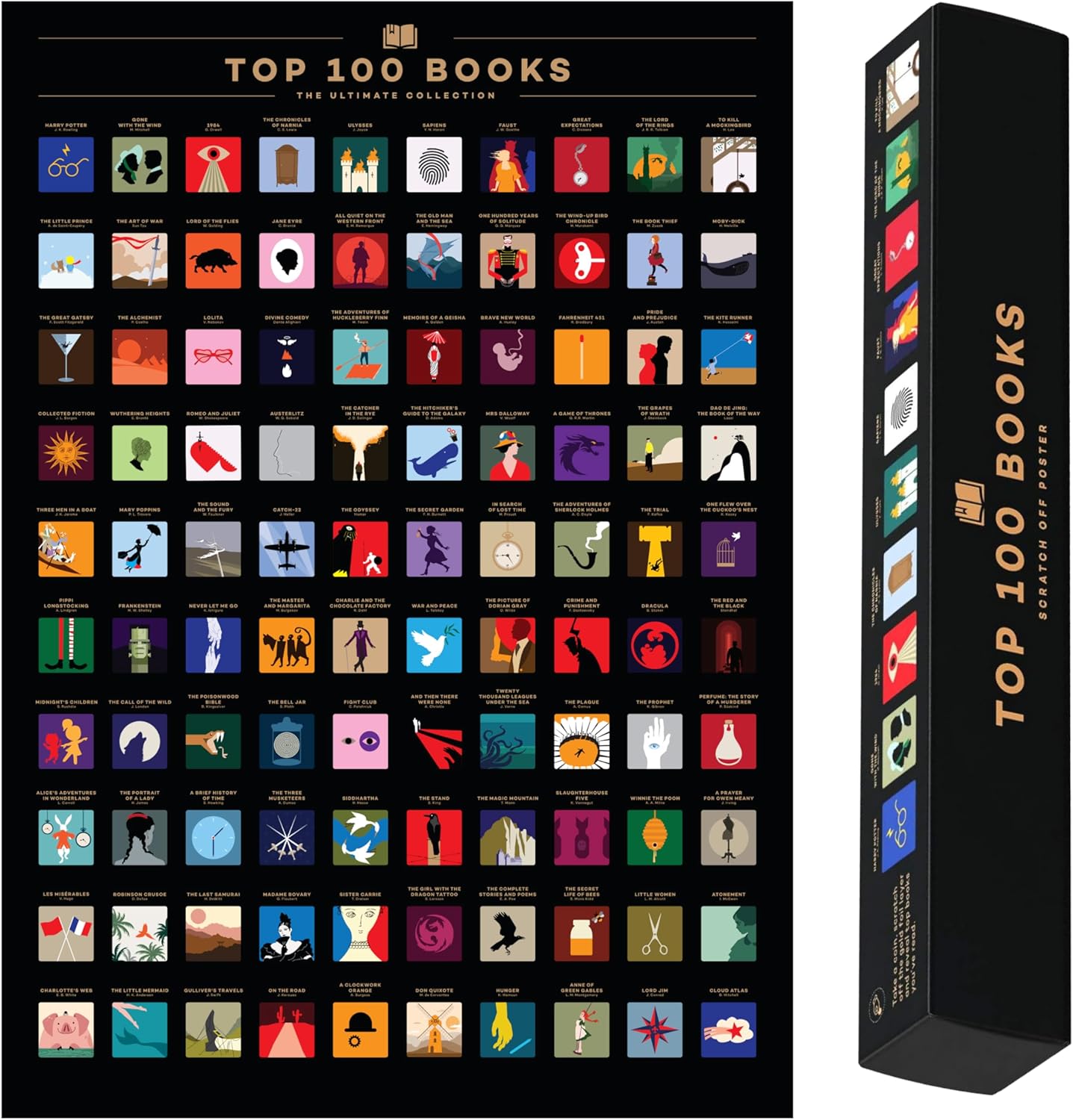 100 Books Scratch Off Poster