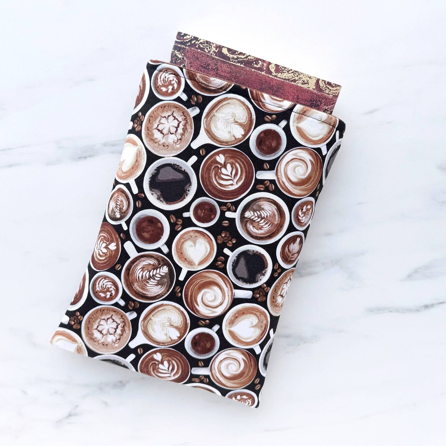 Latte art - padded book sleeve, book pouch: Large