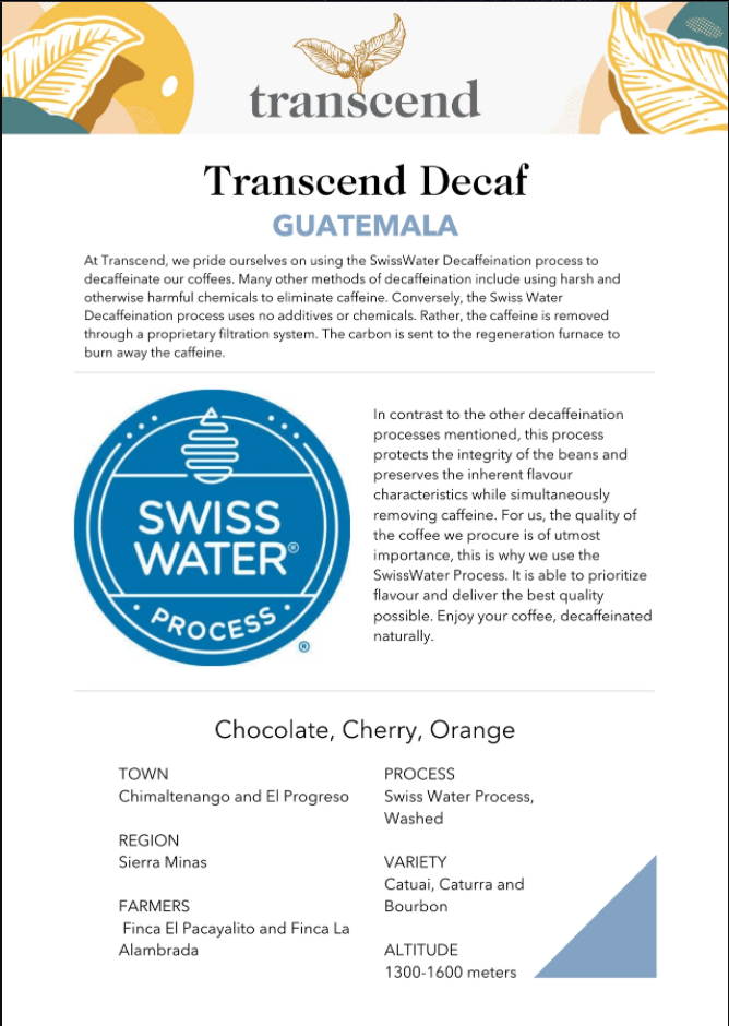 Transcend Decaf Guatemala 3/4 Pound