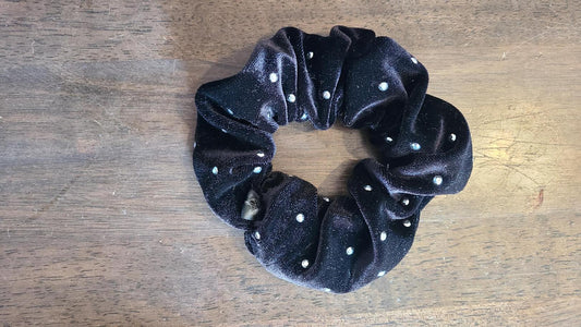 Black Velvet with Rhindstones Scrunchie
