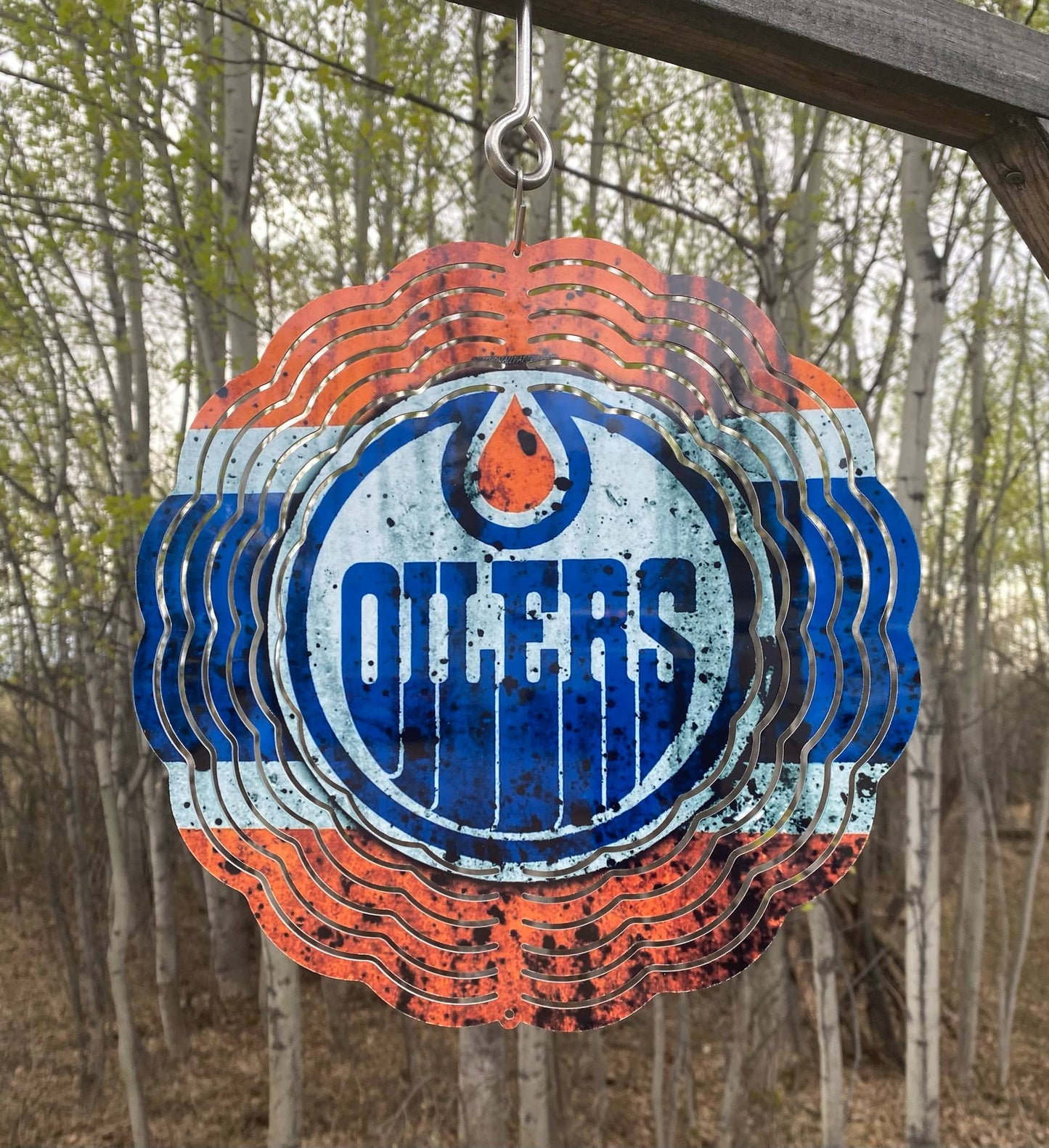 Rustic Oilers Wind Spinner 10"