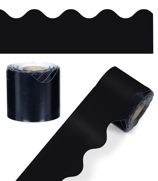 36' Black Rolled Scalloped Bulletin Board Borders