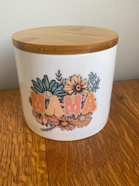 Ceramic Storage Jar with kid “mama”