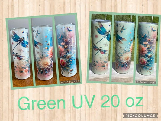 Green UV Dragonfly 20 oz Tumbler