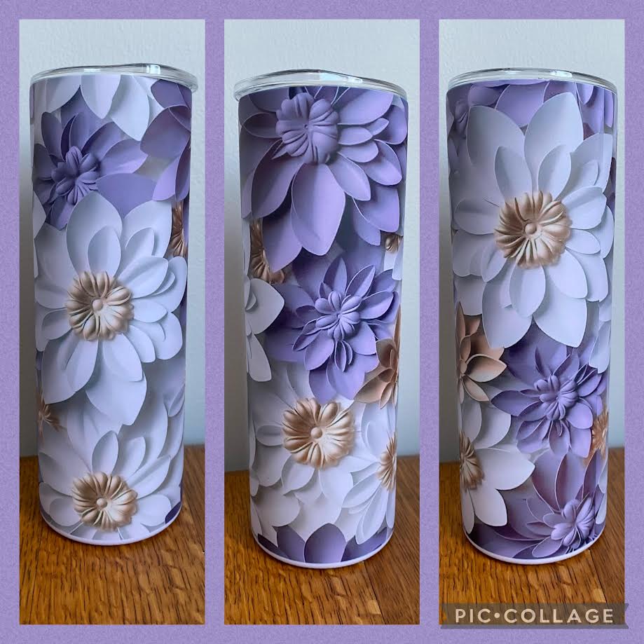 Purple flowers matte 20 oz Tumbler