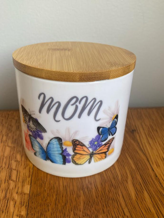 Ceramic storage jar with lid “Mom”