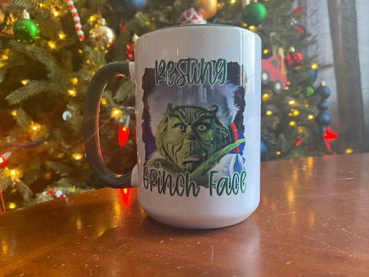 15 oz mug resting grinch face