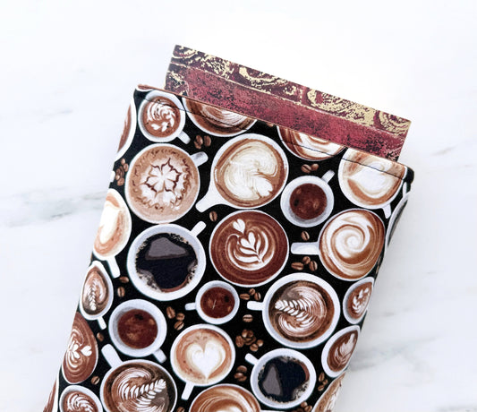Latte art - padded book sleeve, book pouch: Large