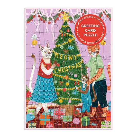 Meowty Christmas Greeting Card Puzzle