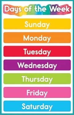 Early Learning PK-2 Days of the Week Poster