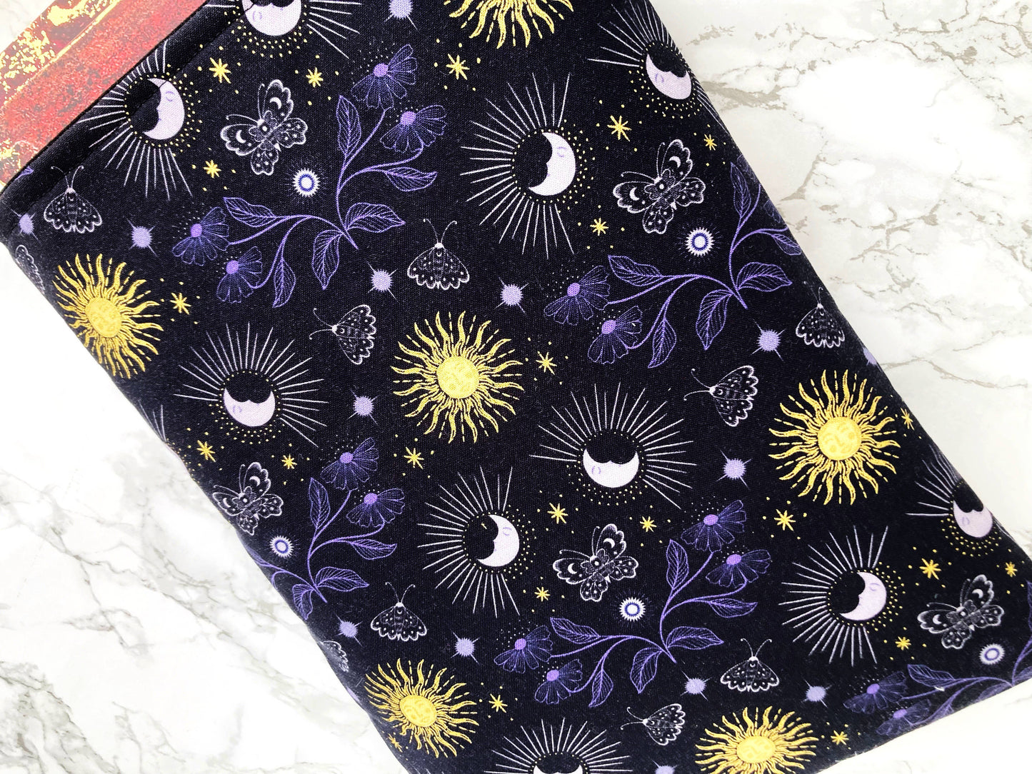 Celestial - padded book sleeve, book protector: Large