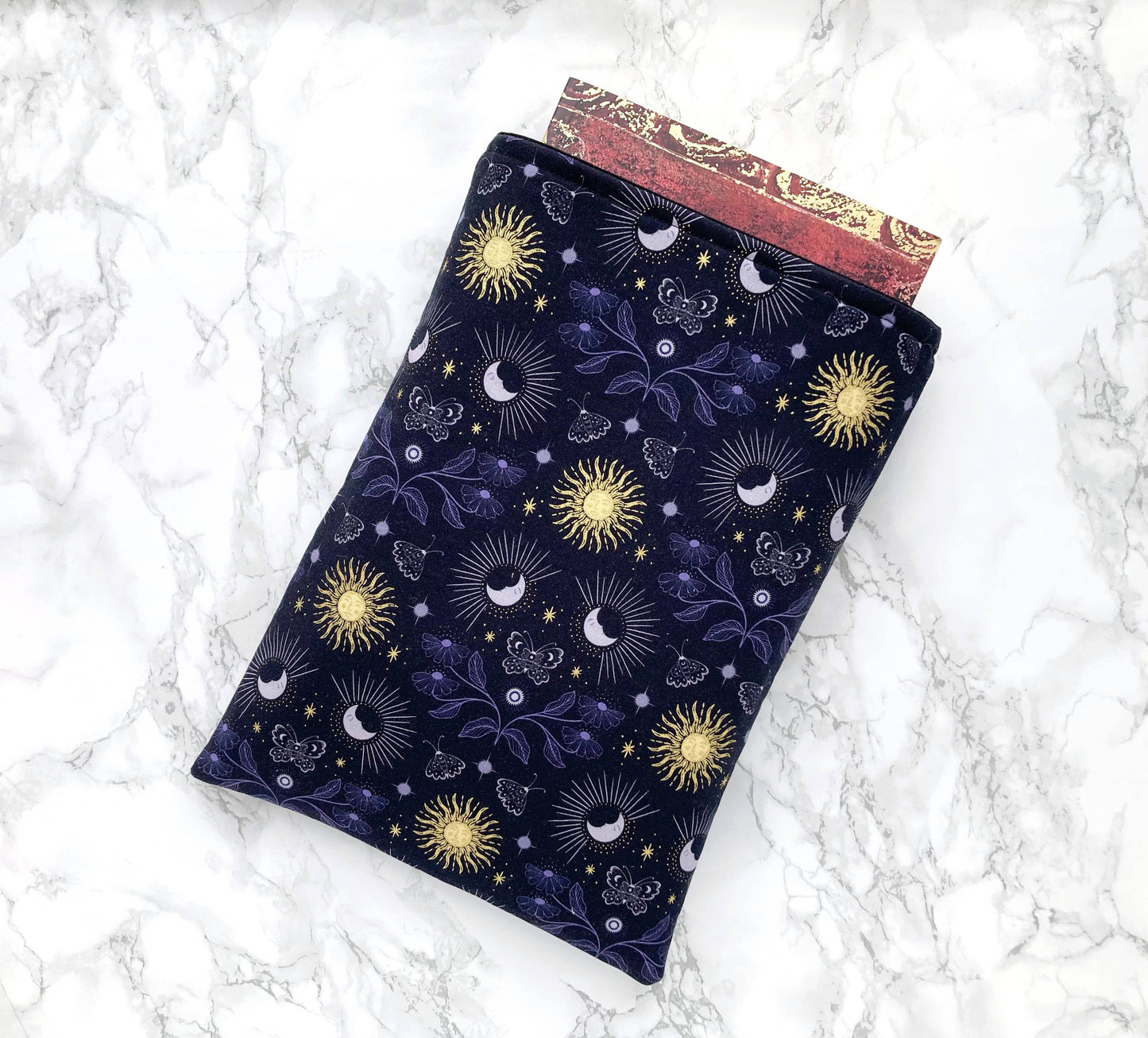 Celestial - padded book sleeve, book protector: Large