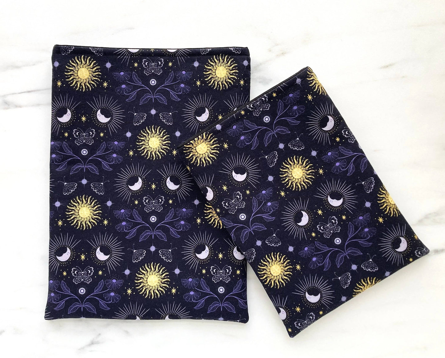 Celestial - padded book sleeve, book protector: Large