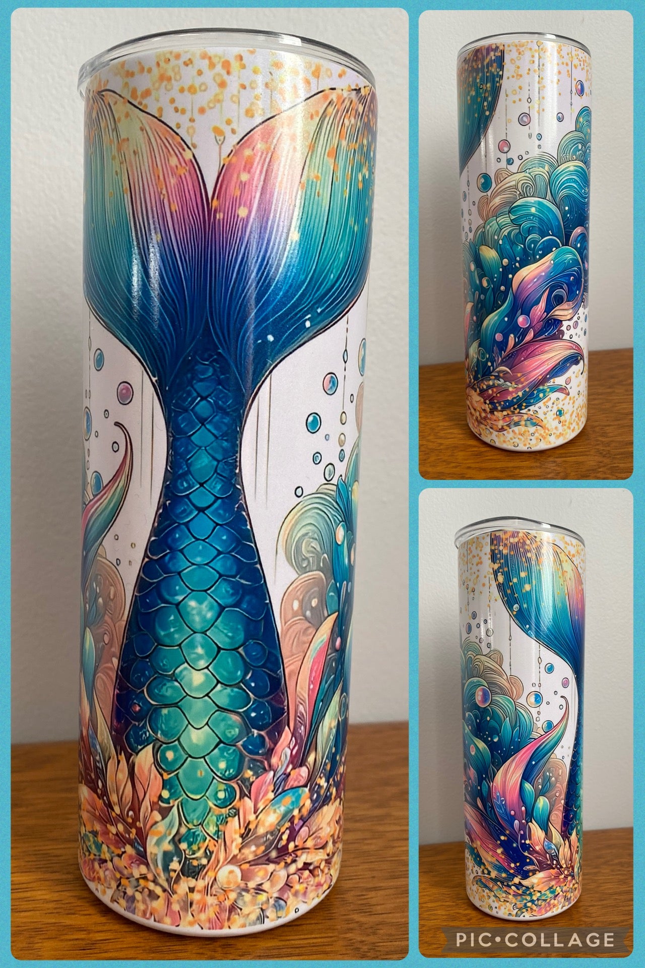 20 Oz Mermaid Tail UV Colour Changing Tumbler