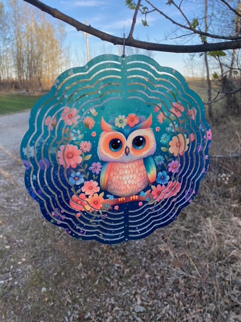 Cute Owl Wind Spinner 10"